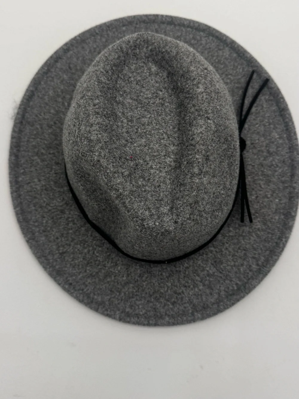 Women's Gray Felt Wide-Brim Fedora Hat with Black Band